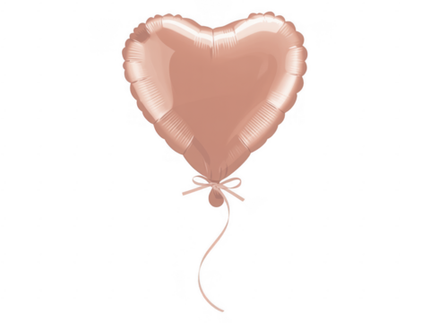 Rose gold heart shaped balloon with ribbon shiny isolated on a transparent background - Powered by Adobe