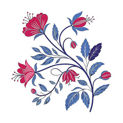 Decorative Floral Illustration for cloth printing. Vector image, vector illustration. 