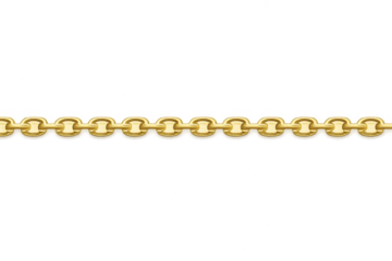 Golden chain asset, shiny metal links on transparent background