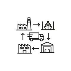 Naklejka premium Industrial Factory Manufacturing Process Flow Diagram Illustration