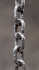 Obraz premium Fading Ends of Broken Chain Links, Minimalist Metal Texture, Shallow Depth of Field, Symbolic Separation, Clean Composition