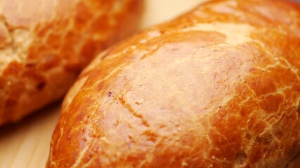 Freshly baked bread from the local bakery in the morning