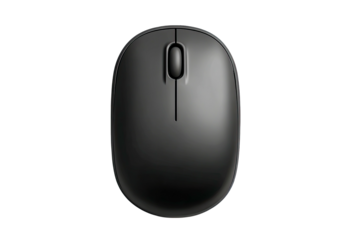 Rounded grey computer mouse, centered, against black backdrop