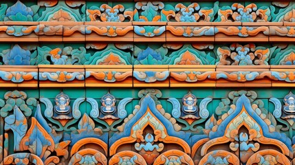 Intricate tile patterns with vibrant colors.