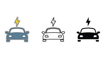 Electric car icons representing clean energy and modern transportation