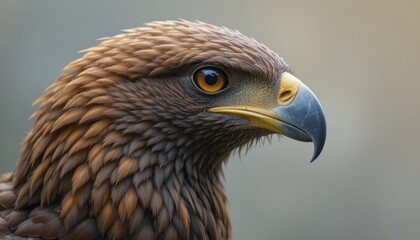 Fototapeta premium Close-Up Portrait of a Powerful Eagle with Intense Gaze and Majestic Brown Feathers