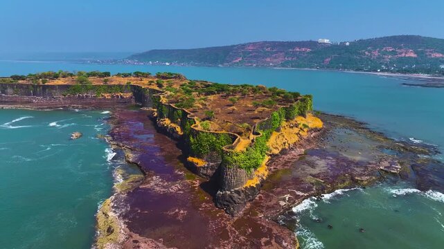 Island sea fort Konkan aerial view
