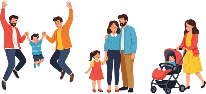 Happy diverse families enjoying precious moments together, celebrating love, joy, and the beautiful journey of parenthood and childhood.