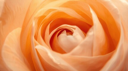 A close-up view of a soft peach rose, showcasing its delicate petals and subtle color gradient.