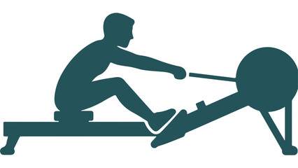 Silhouette of a person exercising on a rowing machine for a strong cardio workout.