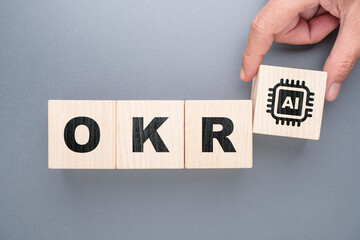 AI Driven OKR Strategy and Performance Management Concept