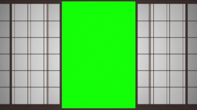 スッと障子が開閉するクロマキー映像・動画素材
