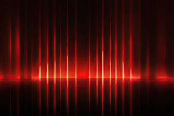Vertical, glowing red lines create a reflective, dark ambiance; a striking abstract