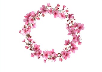 Delicate wreath of pink blossoms, gracefully arranged in a circular design