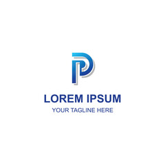 Obraz premium Blue gradient geometric letter P logo design for corporate business identity with Creative Illustration
