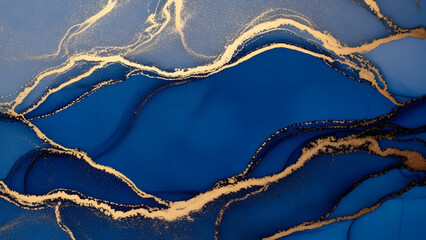 Elegant color combination of deep blue and metallic gold