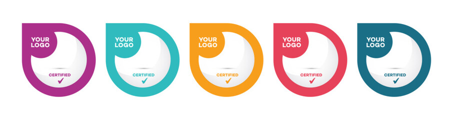 Colorful Certified Badge Stickers  Vector Template Set
