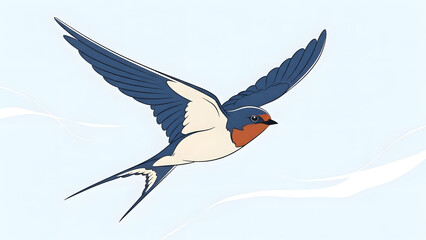 Graceful bird flying through the air with spread wings