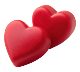 Two red hearts isolated on transparent background
