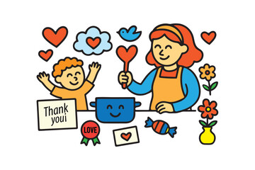 Mother&rsquo;s Day celebration icon on white background.