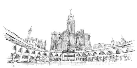 Makkah al mukarromah freehand digital pencil sketch  © Irfan