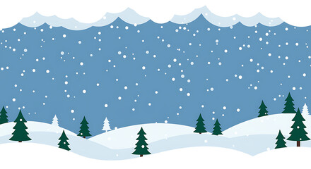 Snowy landscape with trees and mountains