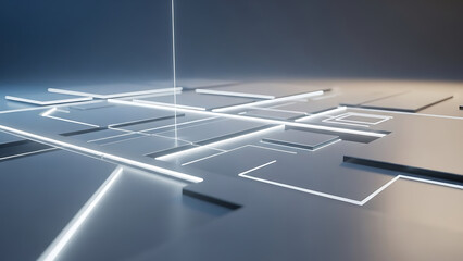 Captivating abstract digital landscape featuring glowing geometric lines and interconnected planes, crafting a futuristic image effect and technological background
