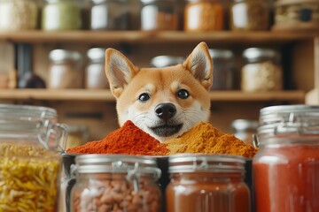 スパイスの香りにうっとりする柴犬