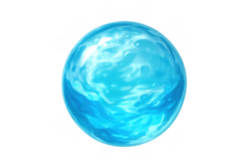 Water sphere forming a transparent blue bubble