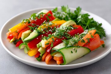 Cucumber and bell pepper vegetable rolls with avocado