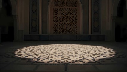 Ramadan Kareem background with Islamic pattern shadow on the ground
