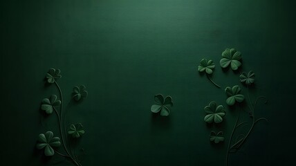 St patrick's day green background with shamrocks and leaves for irish celebrations