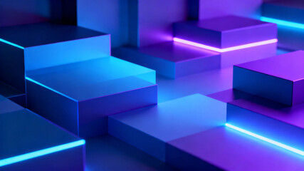 Obraz premium Futuristic abstract geometric background with layered shapes, glowing accents, and a modern technology-inspired color palette.