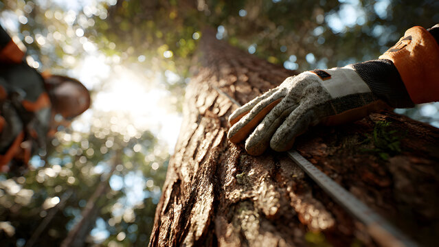 Tools and documentation staged during arborist inspection for accurate estimates