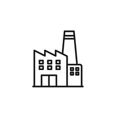 Naklejka premium Minimalist Line Art Illustration of Factory Building with Chimney for Industrial Design