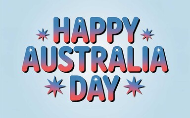 Happy Australia Day greeting with vibrant colors and festive stars celebrating national pride and cultural identity