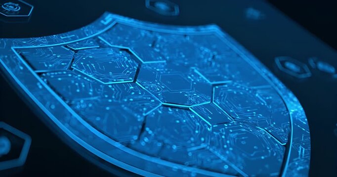 Cybersecurity shield protecting digital network data assets
