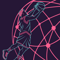 Fluid Mesh Sphere with Vibrant Neon Glowing Edges