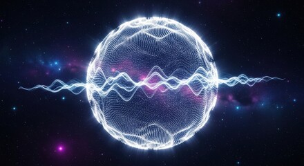 Close up Bright glowing particle 3d sphere in the Universe