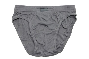 Male gray briefs underwear white background