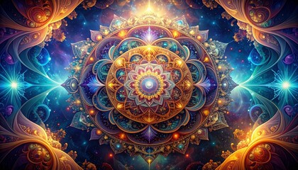 Vibrant Mandala Pattern with Intricate Details and Bright Colors.