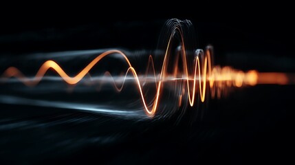 Abstract Digital Waveform Pattern on Dark Background with Bright Orange and White Elements
