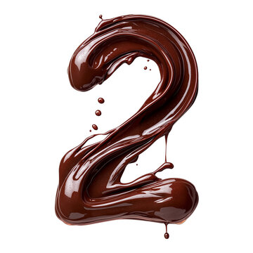 chocolate number 2 drip texture png transparent background