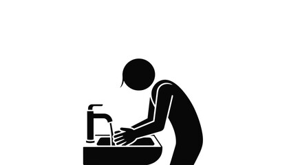 Fototapeta premium A person washing their hands in a sink with running water silhouette