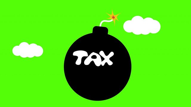 Burning fuse tax bomb explosion warning green screen animation