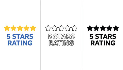 A graphic designer presents rating systems with five star icons in different colors and styles