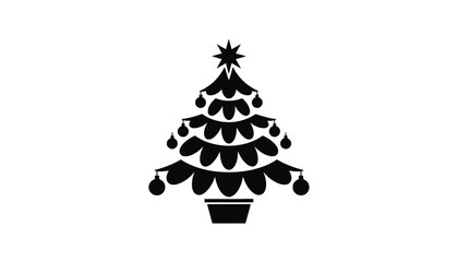 A minimalist Christmas tree silhouette against a white background for holiday designs