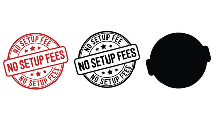 A set of no setup fees stamps and a silhouette of a stamp on a white background