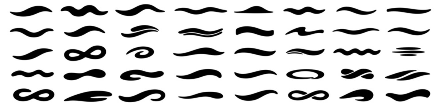 Abstract wave and flow shapes. Minimal ribbon wave shapes. flowing curve silhouettes, Smooth organic flow vector pack for UI masks, social media templates, modern backgrounds and creative layouts