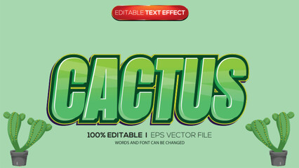 3D text effect cactus theme
